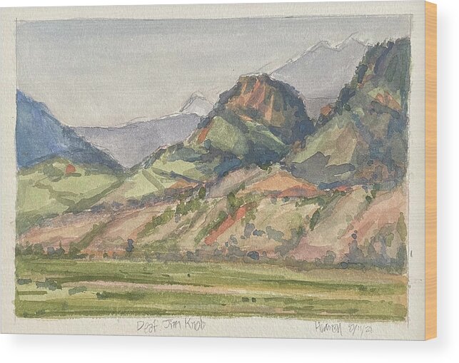 Plein Air On The Yellowstone Wood Print featuring the painting Deaf Jim Knob and Electric Paek by Les Herman