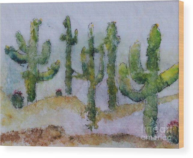 Desert Wood Print featuring the painting Desert Hills by Carrie Godwin