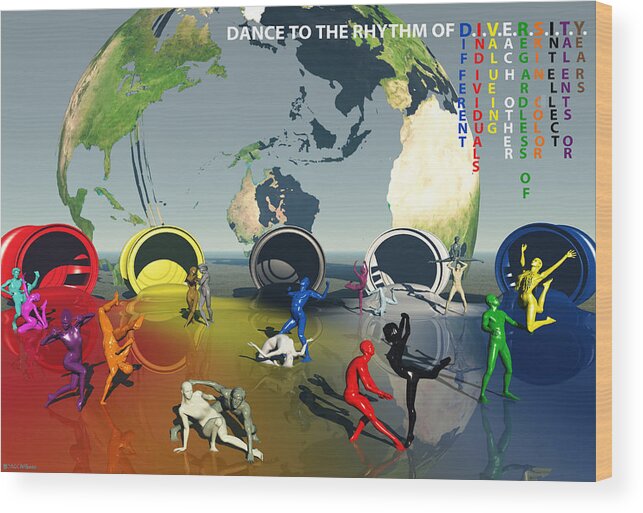 3d Wood Print featuring the painting Diversity - Dance to Diversity by Williem McWhorter