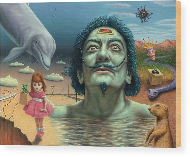 Salvador Wood Print featuring the painting Dolly in Dali-Land by James W Johnson