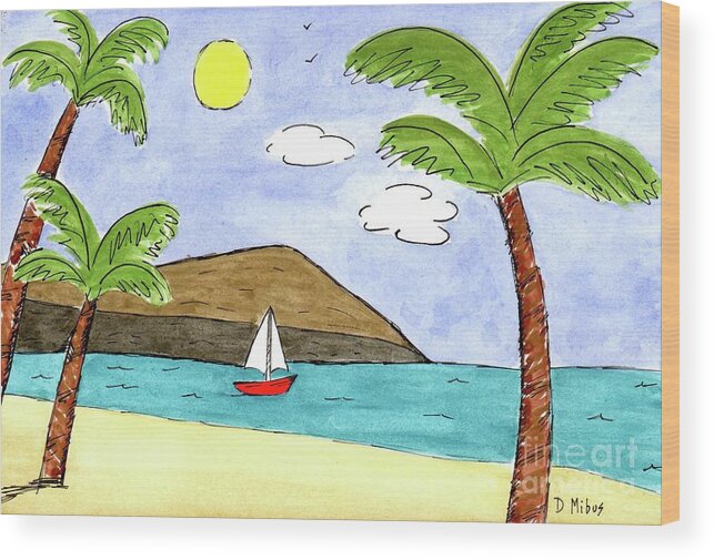 Hawaii Watercolor Wood Print featuring the painting Dreaming of Hawaii by Donna Mibus