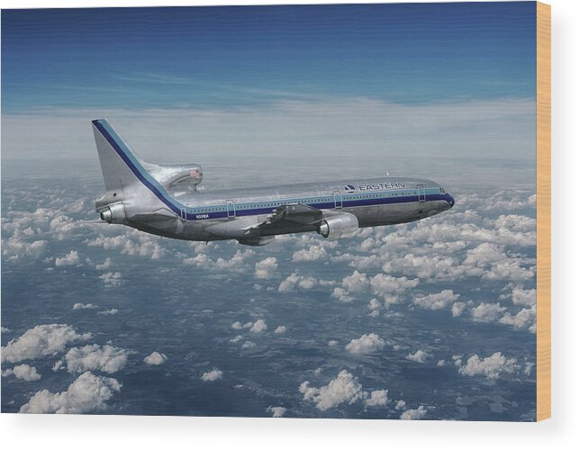 Eastern Airlines Wood Print featuring the mixed media Eastern Airlines L-1011 TriStar by Erik Simonsen