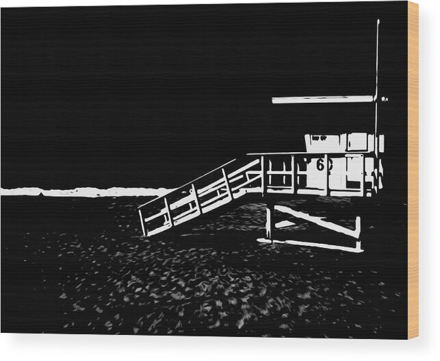 El Segundo Wood Print featuring the photograph El Segundo Beach tower 60 by Joe Schofield