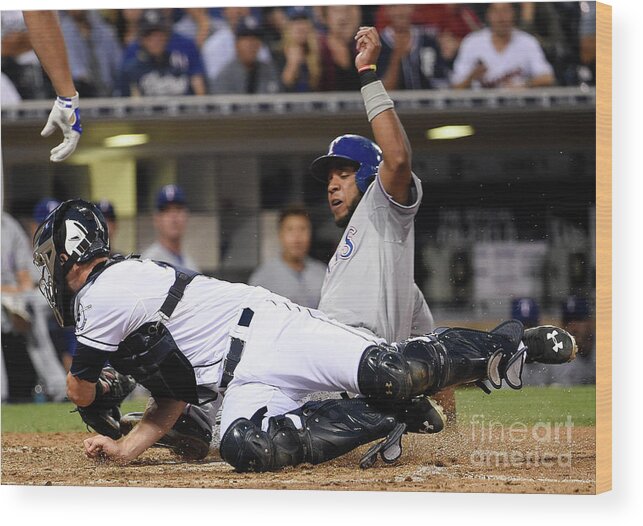 People Wood Print featuring the photograph Elvis Andrus and Austin Hedges by Denis Poroy