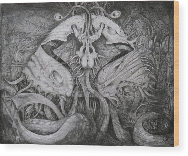 Magic Wood Print featuring the drawing Emrakul by Otto Rapp