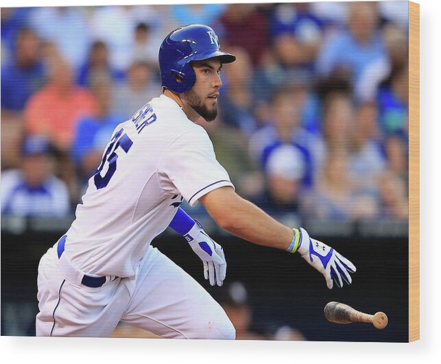 American League Baseball Wood Print featuring the photograph Eric Hosmer by Jamie Squire