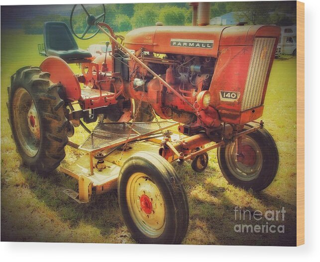 Tractor Wood Print featuring the photograph Farmall 140 by Mike Eingle