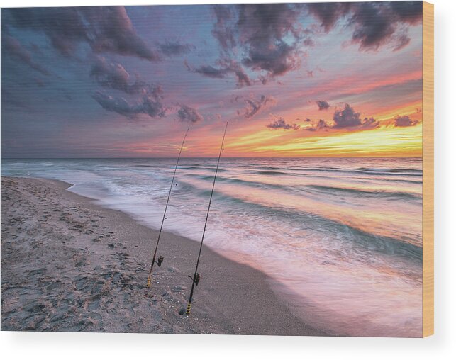 Florida Wood Print featuring the photograph Fishing at Sunset by Rudy Wilms