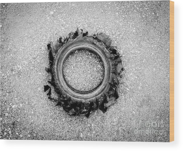 Blown Wood Print featuring the photograph Flat Tire BW by Troy Stapek