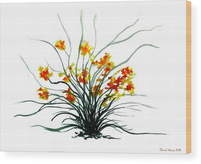 Flowers Wood Print featuring the mixed media Floral 2 by David Neace CPX