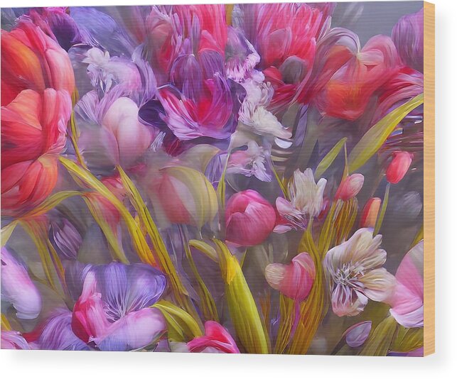 Digital Wood Print featuring the digital art Flowers by Beverly Read