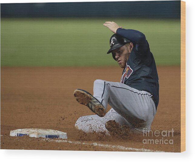 American League Baseball Wood Print featuring the photograph Freddie Freeman by Rick Yeatts