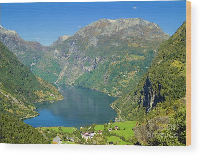 Fjords Wood Print featuring the photograph Geiranger Valley and Geirangerfjorden, Norway by Neale And Judith Clark