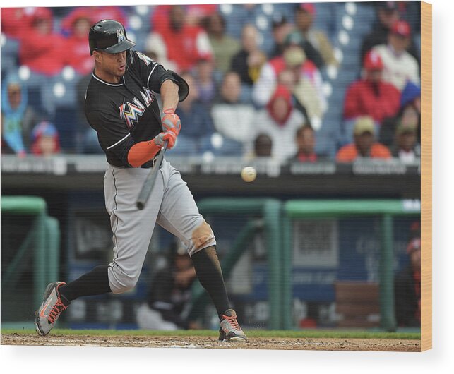 People Wood Print featuring the photograph Giancarlo Stanton by Drew Hallowell