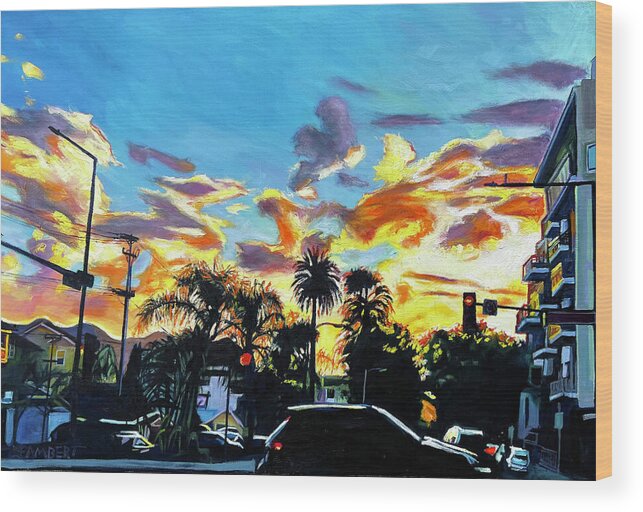 Oil Painting Wood Print featuring the painting Glendale Magic by Bonnie Lambert