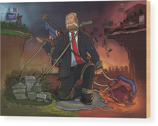 Trump Wood Print featuring the digital art Struggle for the Survival of Our Nation by Emerson Design