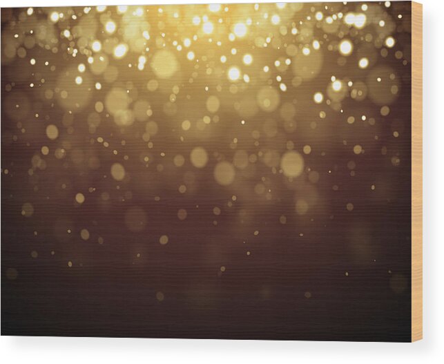 Dust Wood Print featuring the drawing Gold Christmas glitter design background by Enjoynz