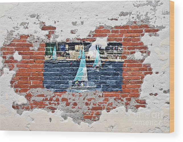 Graffiti Wood Print featuring the photograph Graffiti sailboats by Pics By Tony