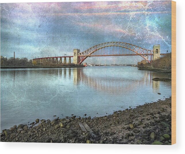 Surrealism Wood Print featuring the photograph Hell Gate Surreal Reflection by Cate Franklyn