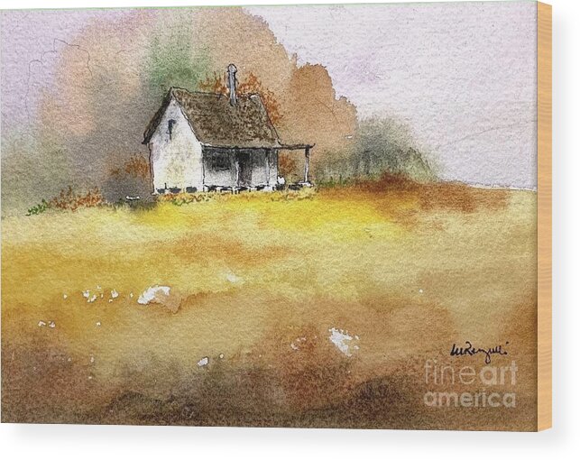 Watercolor Wood Print featuring the painting Home Place by William Renzulli