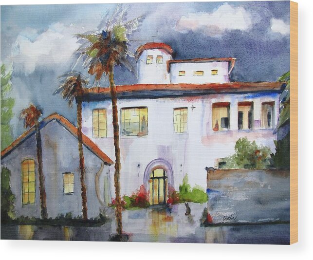 House Wood Print featuring the painting Hospitality House by Carlin Blahnik CarlinArtWatercolor