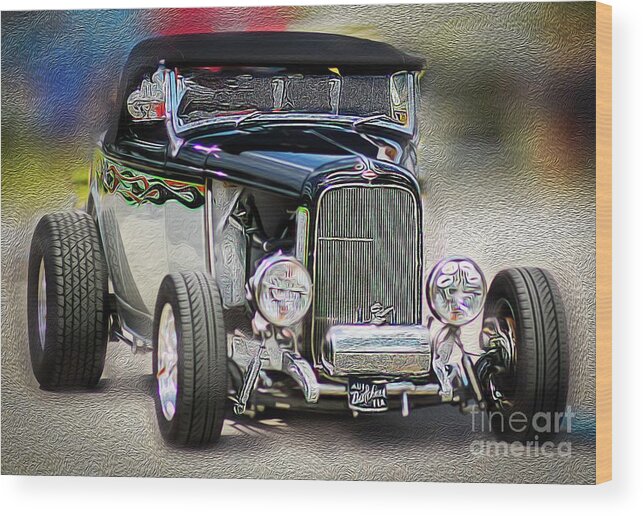Cars Wood Print featuring the digital art Hot Rod by Patti Powers