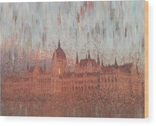 Budapest Wood Print featuring the painting Hungarian Parliament Building by Alex Mir