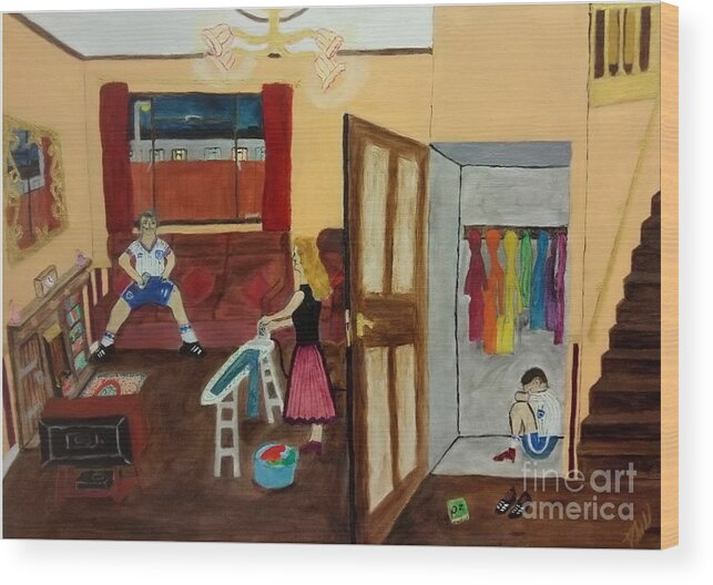 Lgbtq Wood Print featuring the drawing In the closet 1984 by David Westwood
