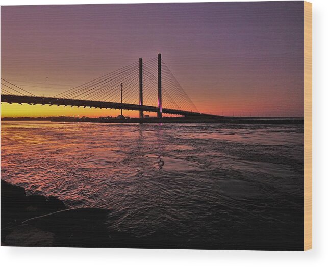 Bridge. Water. Inlet Wood Print featuring the photograph Inlet at Sunset by Ed Sweeney