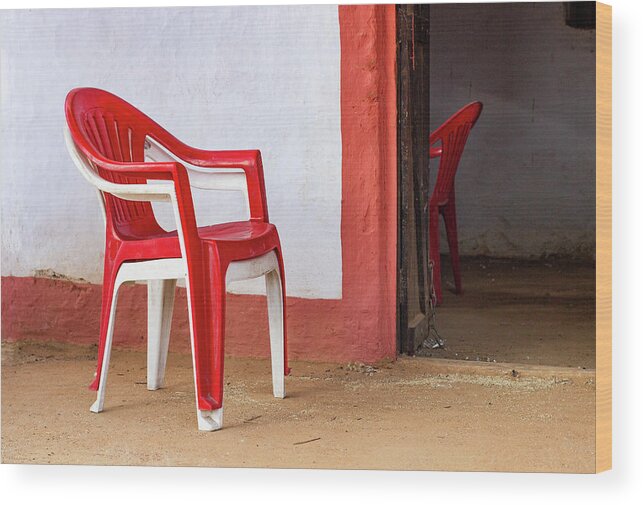 Red Chair Wood Print featuring the photograph Inside Outside by Prakash Ghai
