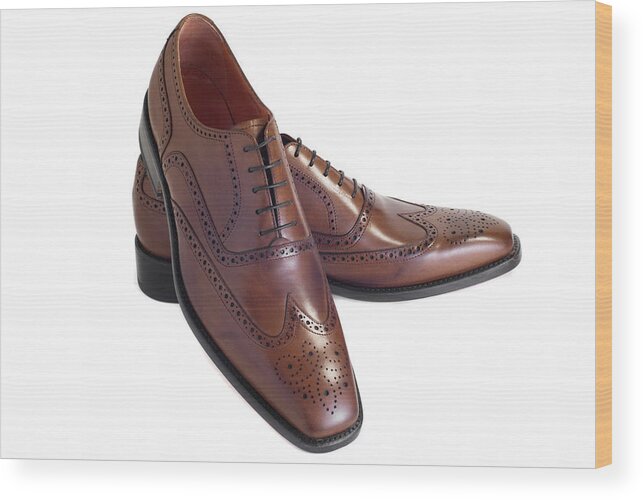 Menswear Wood Print featuring the photograph Isolated brown shoes by Stevedangers