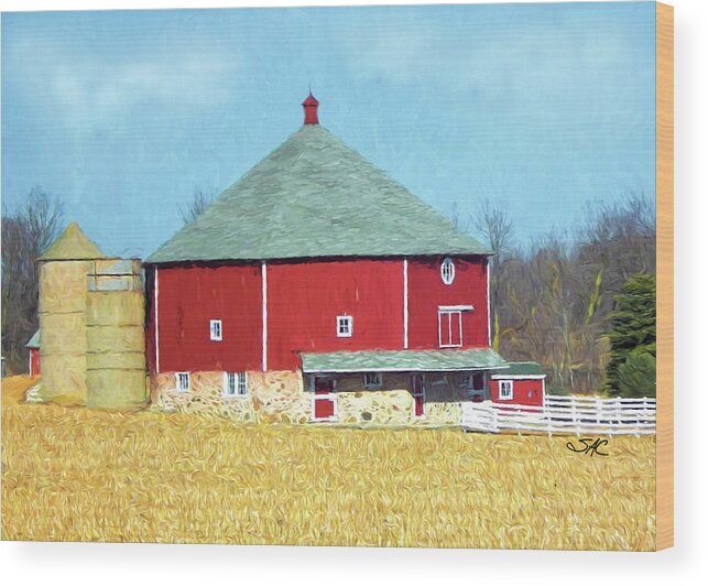  Wood Print featuring the digital art Jackson, WI Octagonal Barn by Stacey Carlson