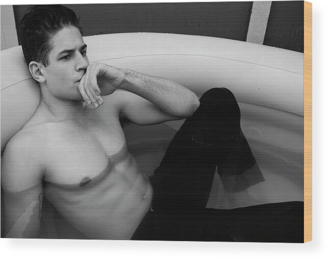 Jordan Wood Print featuring the photograph Jordan in the hot tub by Jim Whitley