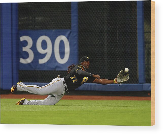 Ball Wood Print featuring the photograph Juan Lagares and Andrew Mccutchen by Jim Mcisaac