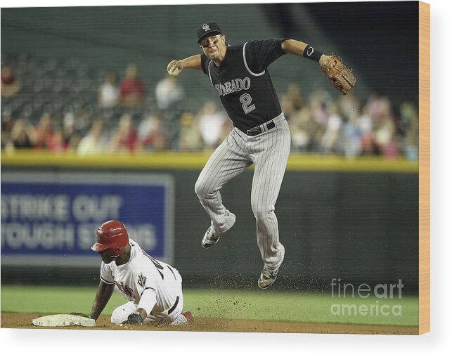 Double Play Wood Print featuring the photograph Justin Upton and Troy Tulowitzki by Christian Petersen