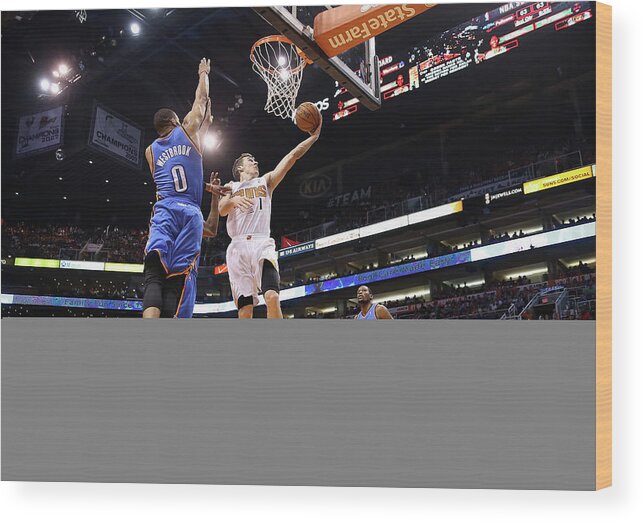 Nba Pro Basketball Wood Print featuring the photograph Kevin Durant, Goran Dragic, and Russell Westbrook by Christian Petersen