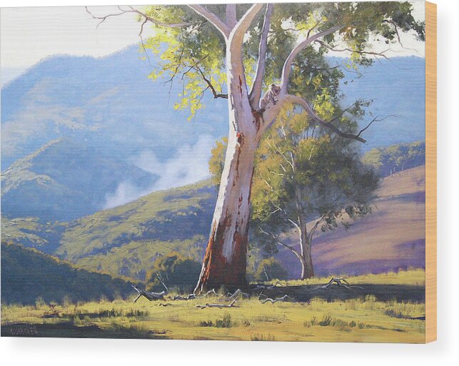 River Wood Print featuring the painting Koala in the Tree by Graham Gercken
