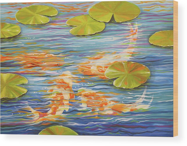 Koi Pond Wood Print featuring the painting Koi Pond by Amy Giacomelli