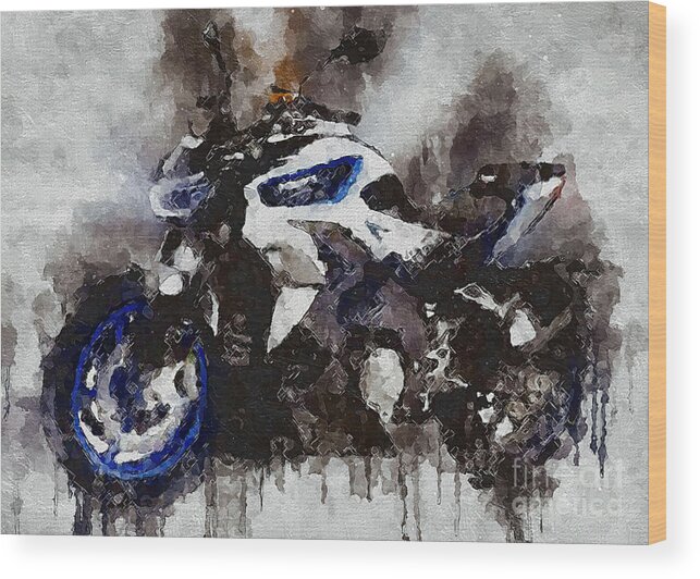 Motorcycle Wood Print featuring the digital art Kymco Revonex Superbikes 2020 Bikes Electric by Lisa Von