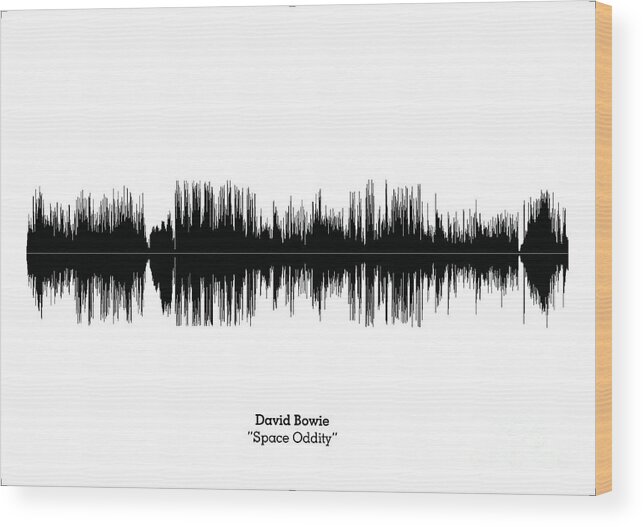 Music Poster Wood Print featuring the digital art LAB NO 4 David Bowie Space Oddity Song Soundwave Print Music Lyrics Poster by Lab No 4 The Quotography Department