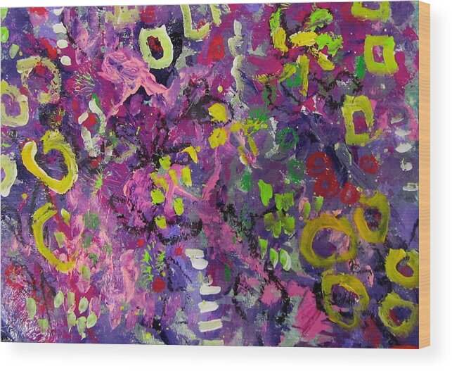Happy Wood Print featuring the painting Lefthand Abstracts Seies#5 - Cheerio by Barbara O'Toole