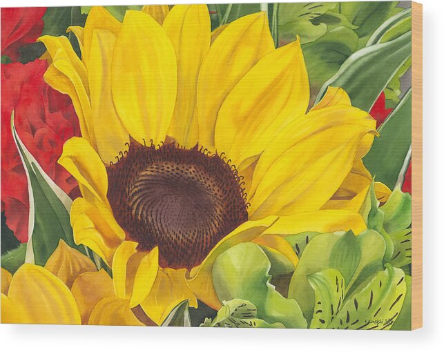 Flower Wood Print featuring the painting Let Me Brighten Your Day by Espero Art