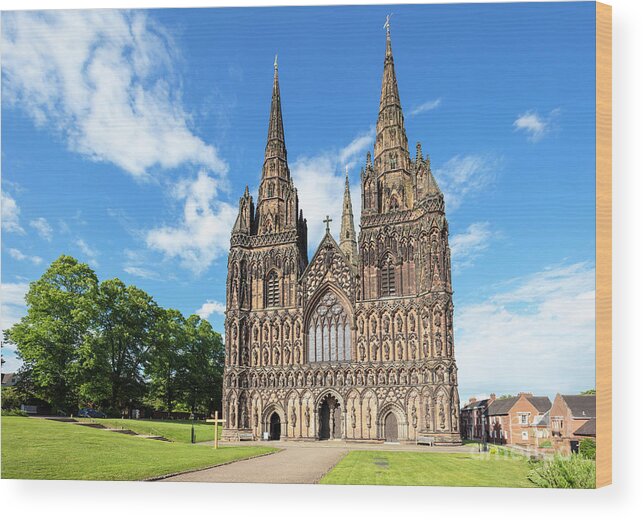 Lichfield Wood Print featuring the photograph Lichfield Cathedral, Staffordshire, England by Neale And Judith Clark