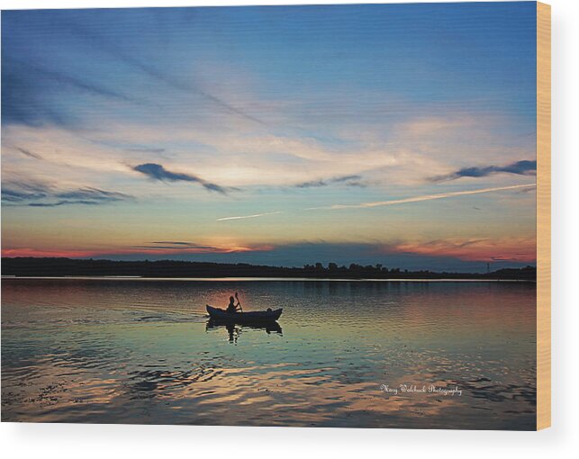 Lake Sunset Wood Print featuring the photograph Life is but a Dream on a Kayak by Mary Walchuck