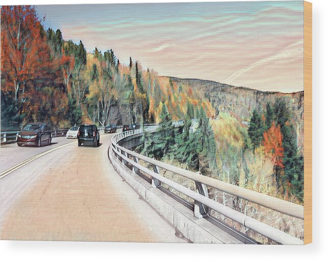 Linn Cove Viaduct Wood Print featuring the photograph Linn Cove Viaduct in Autumn by Michael Frank