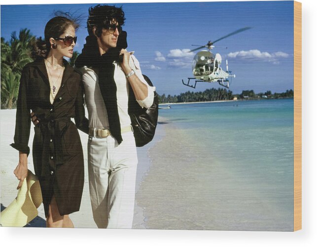 Fashion Wood Print featuring the photograph Lois Chiles and Sam Waterston in the Dominican Republic by Chris von Wangenheim