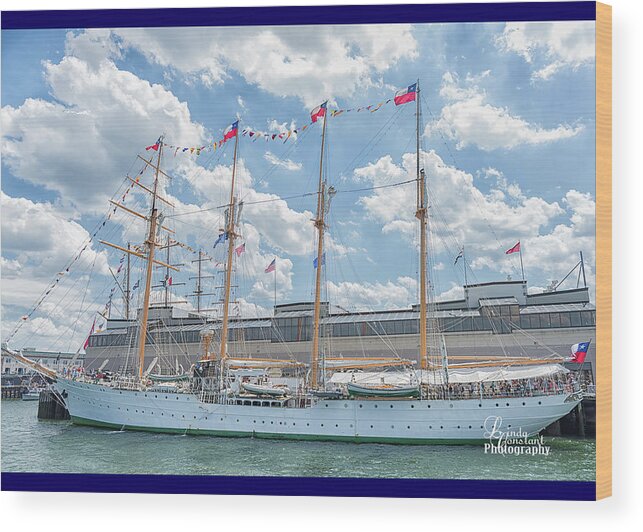 Tall Ship Wood Print featuring the photograph Lone Star Flag by Linda Constant