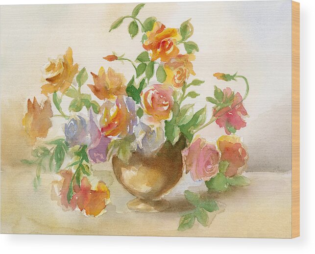 Roses Wood Print featuring the painting Loose Roses by Espero Art