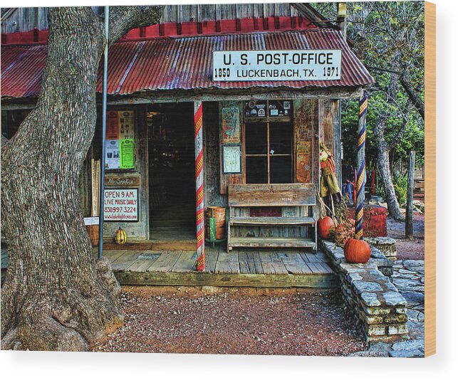 Luckenbach Wood Print featuring the photograph Luckenbach Texas by Judy Vincent