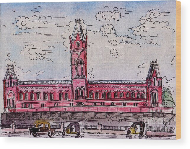 Madras City Wood Print featuring the painting Madras Central by Remy Francis